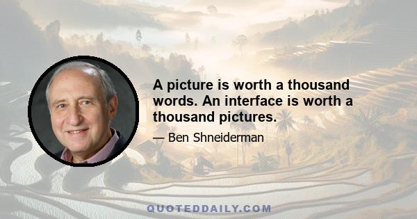 A picture is worth a thousand words. An interface is worth a thousand pictures.