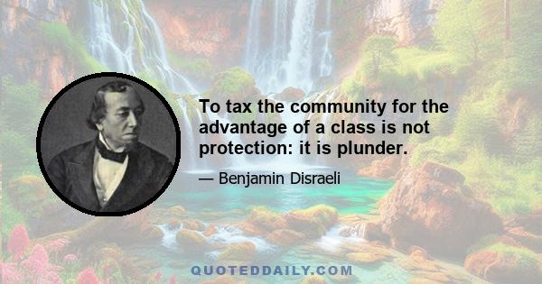 To tax the community for the advantage of a class is not protection: it is plunder.