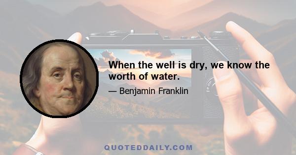 When the well is dry, we know the worth of water.