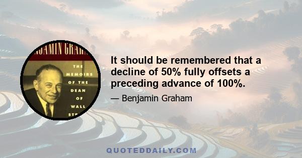 It should be remembered that a decline of 50% fully offsets a preceding advance of 100%.