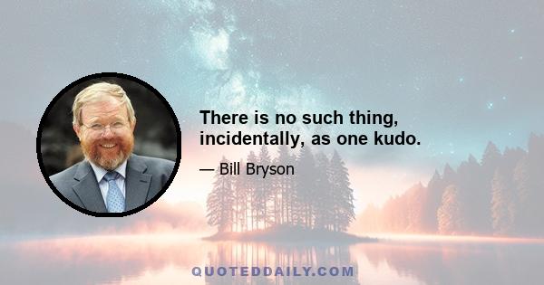 There is no such thing, incidentally, as one kudo.