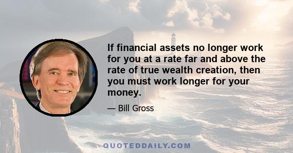 If financial assets no longer work for you at a rate far and above the rate of true wealth creation, then you must work longer for your money.