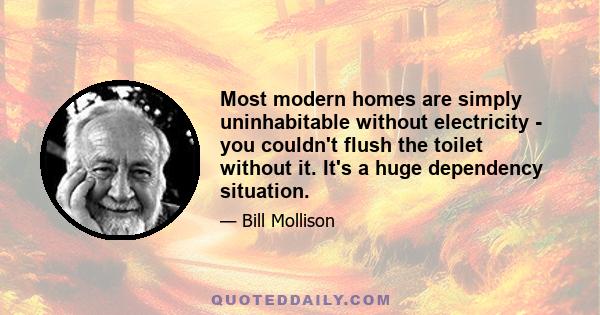 Most modern homes are simply uninhabitable without electricity - you couldn't flush the toilet without it. It's a huge dependency situation.
