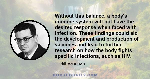 Without this balance, a body's immune system will not have the desired response when faced with infection. These findings could aid the development and production of vaccines and lead to further research on how the body 