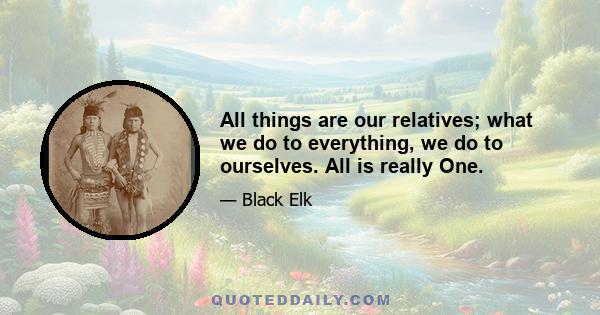 All things are our relatives; what we do to everything, we do to ourselves. All is really One.