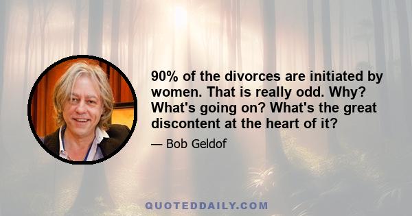 90% of the divorces are initiated by women. That is really odd. Why? What's going on? What's the great discontent at the heart of it?