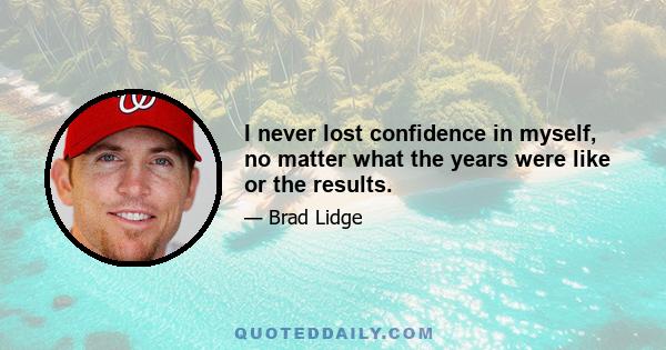 I never lost confidence in myself, no matter what the years were like or the results.