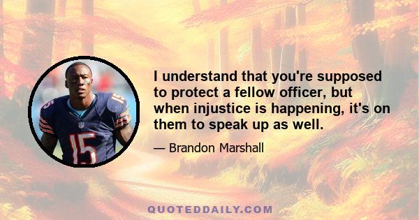 I understand that you're supposed to protect a fellow officer, but when injustice is happening, it's on them to speak up as well.