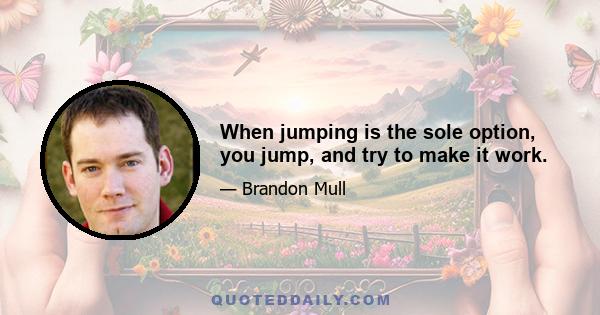 When jumping is the sole option, you jump, and try to make it work.