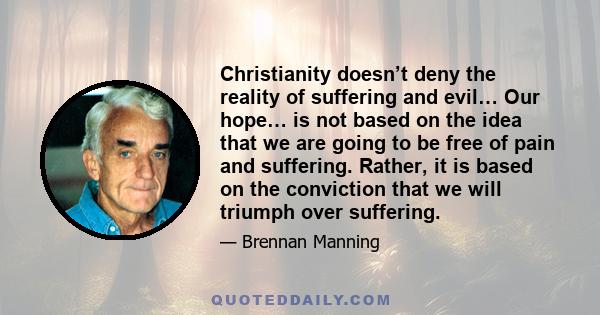 Christianity doesn’t deny the reality of suffering and evil… Our hope… is not based on the idea that we are going to be free of pain and suffering. Rather, it is based on the conviction that we will triumph over