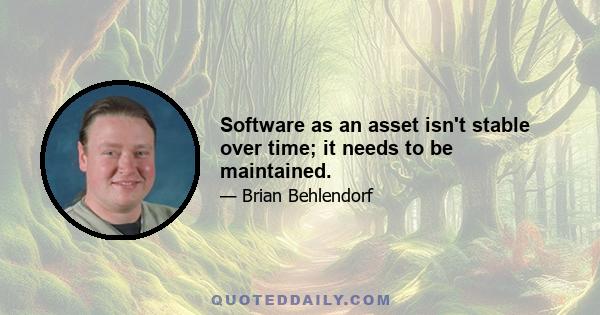 Software as an asset isn't stable over time; it needs to be maintained.