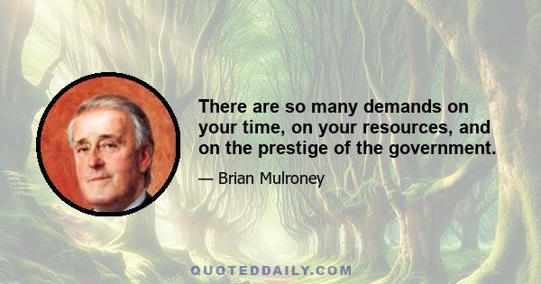 There are so many demands on your time, on your resources, and on the prestige of the government.