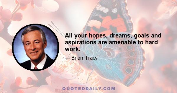 All your hopes, dreams, goals and aspirations are amenable to hard work.