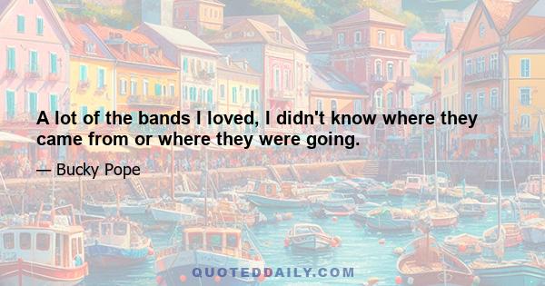 A lot of the bands I loved, I didn't know where they came from or where they were going.