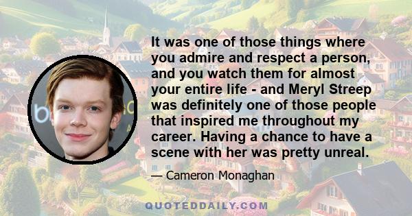 It was one of those things where you admire and respect a person, and you watch them for almost your entire life - and Meryl Streep was definitely one of those people that inspired me throughout my career. Having a