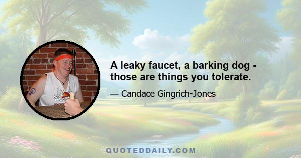 A leaky faucet, a barking dog - those are things you tolerate.