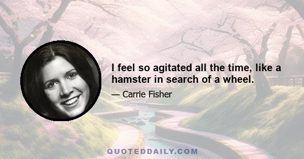 I feel so agitated all the time, like a hamster in search of a wheel.