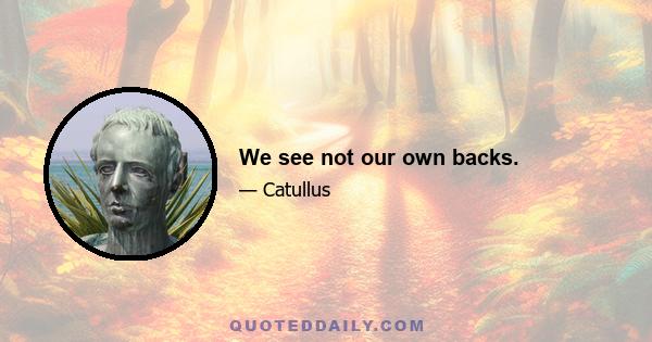 We see not our own backs.