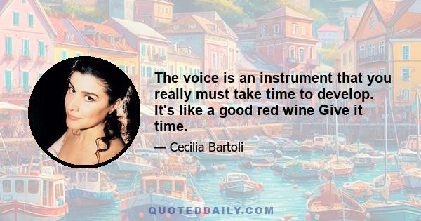 The voice is an instrument that you really must take time to develop. It's like a good red wine Give it time.