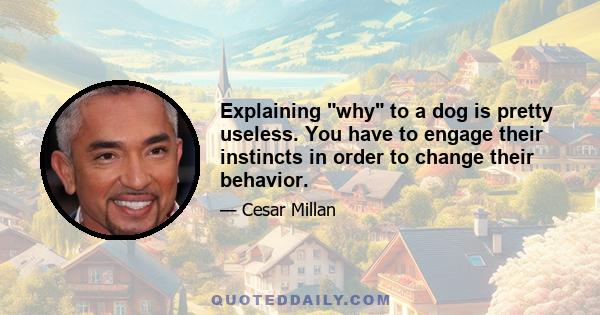 Explaining why to a dog is pretty useless. You have to engage their instincts in order to change their behavior.