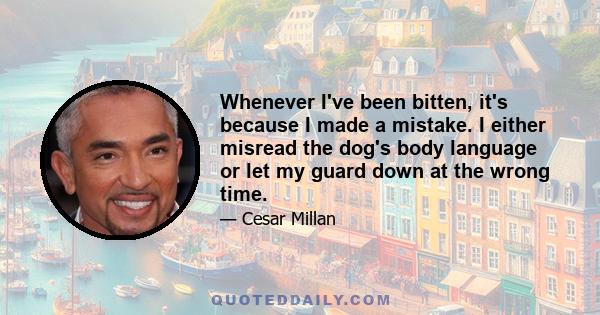 Whenever I've been bitten, it's because I made a mistake. I either misread the dog's body language or let my guard down at the wrong time.