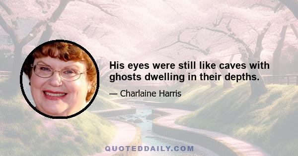 His eyes were still like caves with ghosts dwelling in their depths.