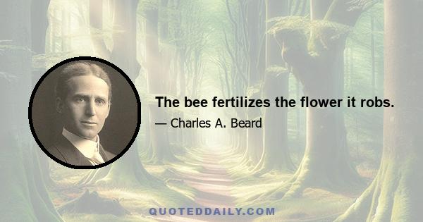 The bee fertilizes the flower it robs.