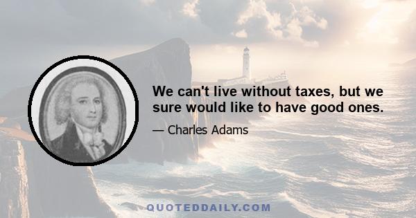 We can't live without taxes, but we sure would like to have good ones.