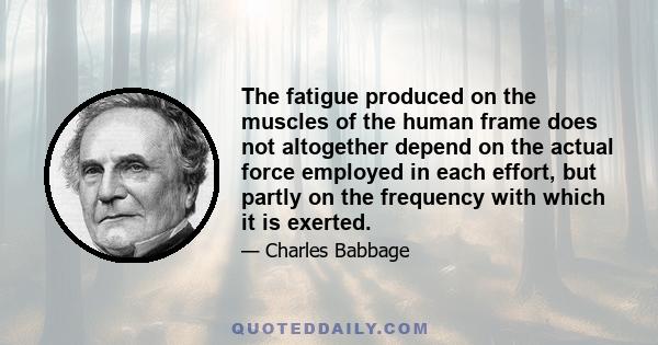 The fatigue produced on the muscles of the human frame does not altogether depend on the actual force employed in each effort, but partly on the frequency with which it is exerted.