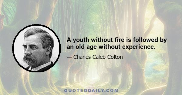 A youth without fire is followed by an old age without experience.