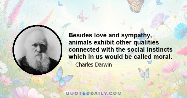 Besides love and sympathy, animals exhibit other qualities connected with the social instincts which in us would be called moral.