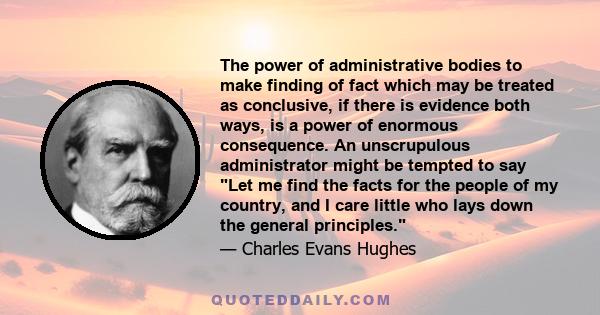 The power of administrative bodies to make finding of fact which may be treated as conclusive, if there is evidence both ways, is a power of enormous consequence. An unscrupulous administrator might be tempted to say