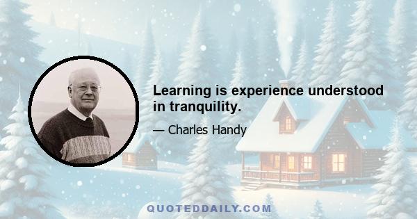 Learning is experience understood in tranquility.