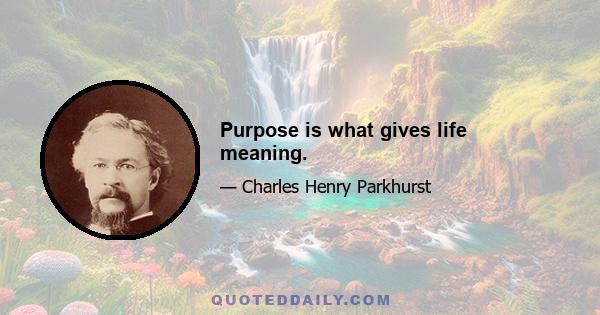 Purpose is what gives life meaning.