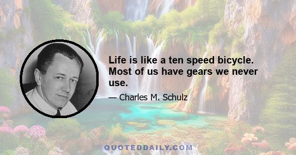 Life is like a ten speed bicycle. Most of us have gears we never use.