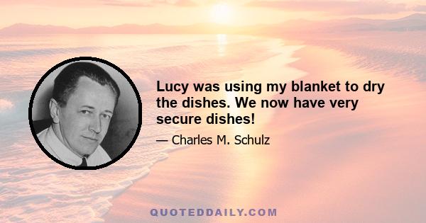 Lucy was using my blanket to dry the dishes. We now have very secure dishes!