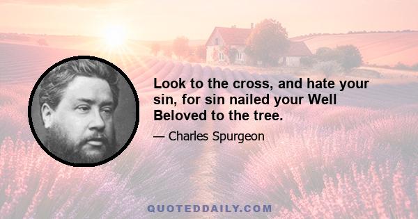 Look to the cross, and hate your sin, for sin nailed your Well Beloved to the tree.