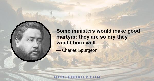 Some ministers would make good martyrs: they are so dry they would burn well.