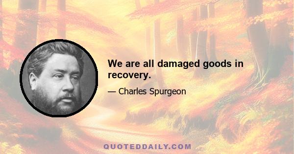 We are all damaged goods in recovery.