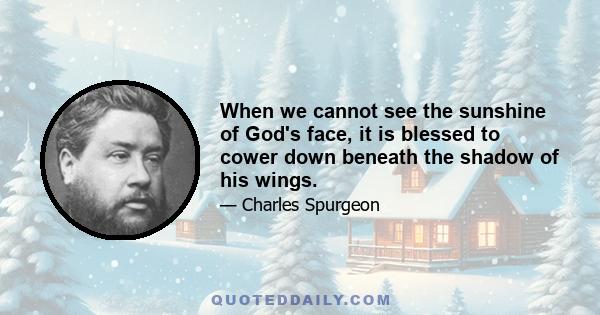 When we cannot see the sunshine of God's face, it is blessed to cower down beneath the shadow of his wings.