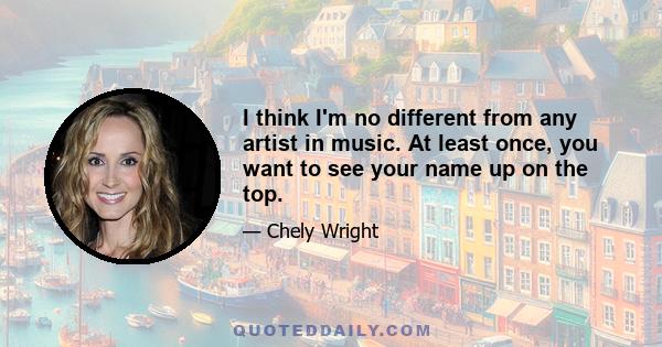 I think I'm no different from any artist in music. At least once, you want to see your name up on the top.