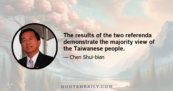 The results of the two referenda demonstrate the majority view of the Taiwanese people.