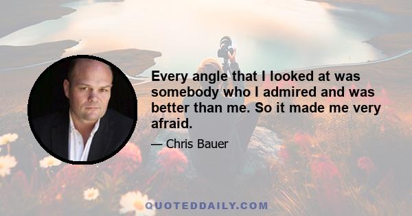 Every angle that I looked at was somebody who I admired and was better than me. So it made me very afraid.