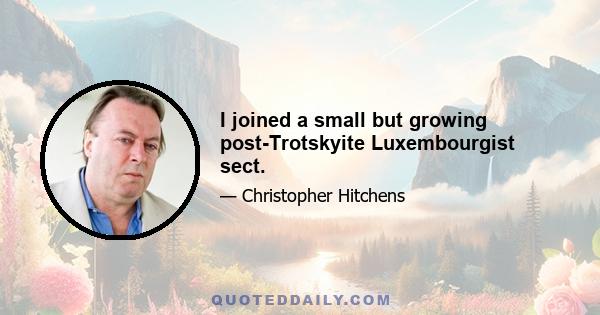 I joined a small but growing post-Trotskyite Luxembourgist sect.