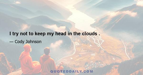 I try not to keep my head in the clouds .