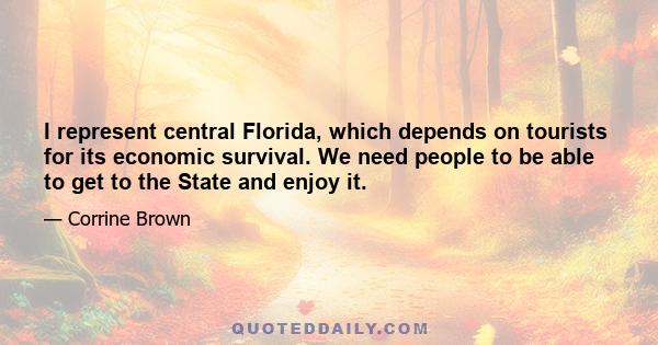 I represent central Florida, which depends on tourists for its economic survival. We need people to be able to get to the State and enjoy it.