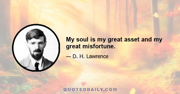 My soul is my great asset and my great misfortune.