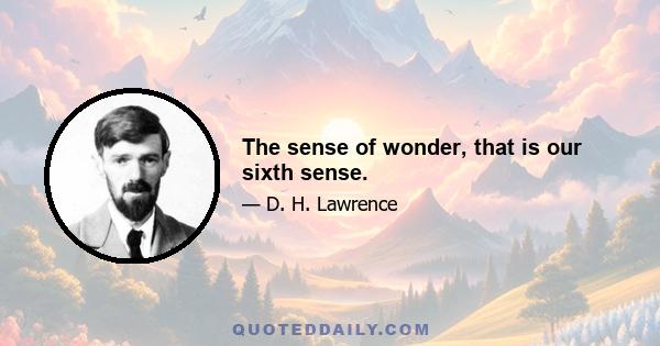 The sense of wonder, that is our sixth sense.