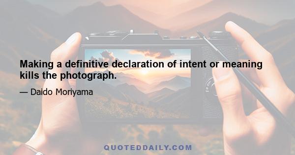 Making a definitive declaration of intent or meaning kills the photograph.