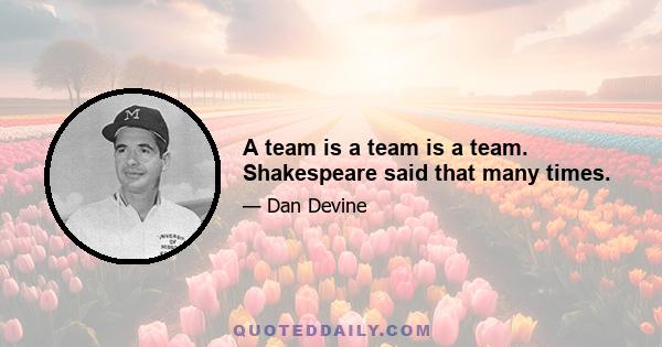 A team is a team is a team. Shakespeare said that many times.